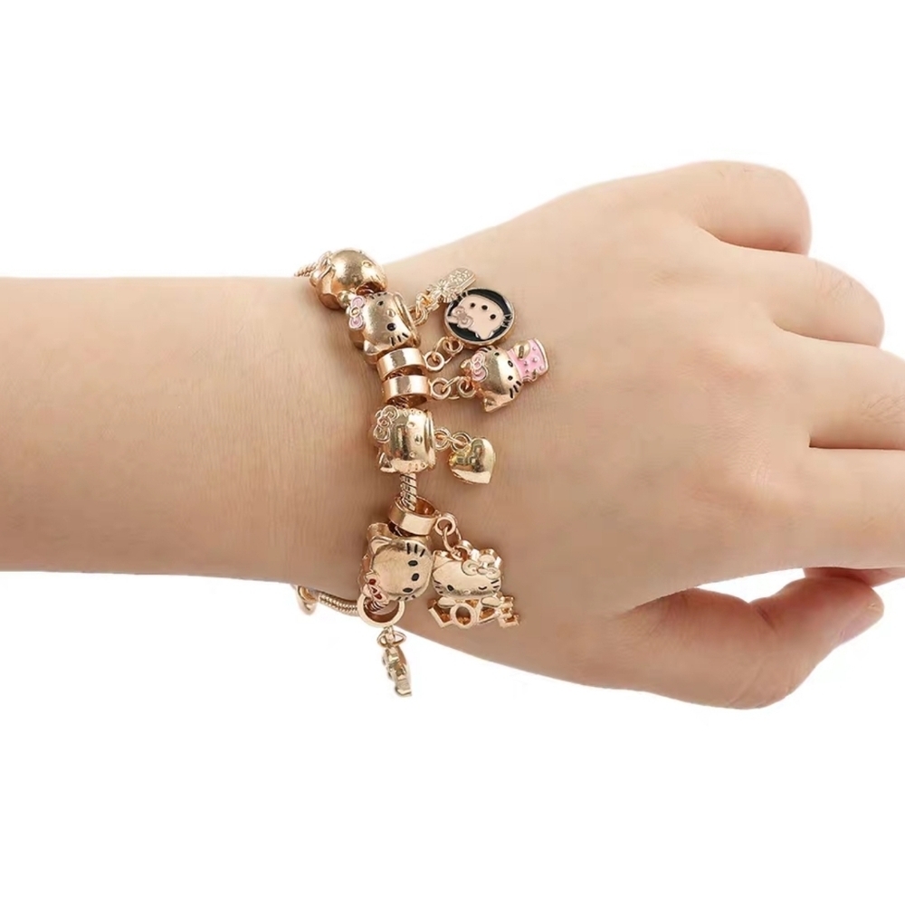 Hello Kitty "Sweetheart" Rose Gold Charm Bracelet Pandora Style - Picture 6 of 12